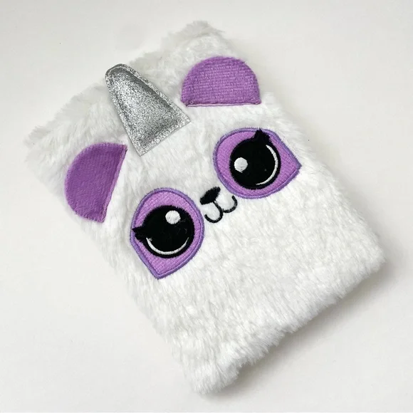 Girls White Fuzzy Unicorn Plush Notebook For Magical Adventures, - Great… - Picture 2 of 6